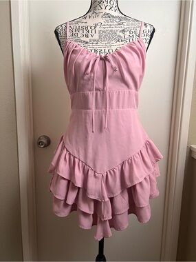 Forever 21 Pink Ruffle Mini Dress | Coquette Party Dress Medium